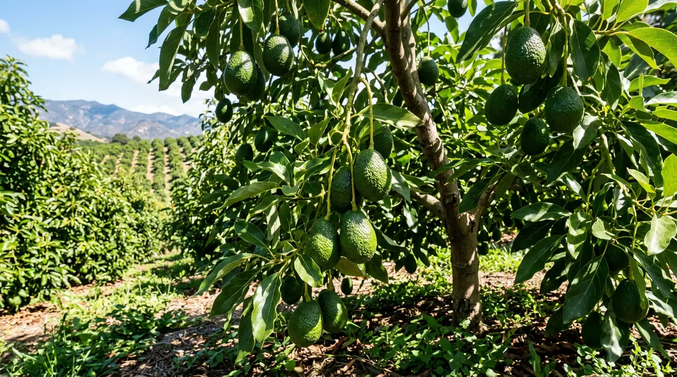 Citrus trees in pots under netting